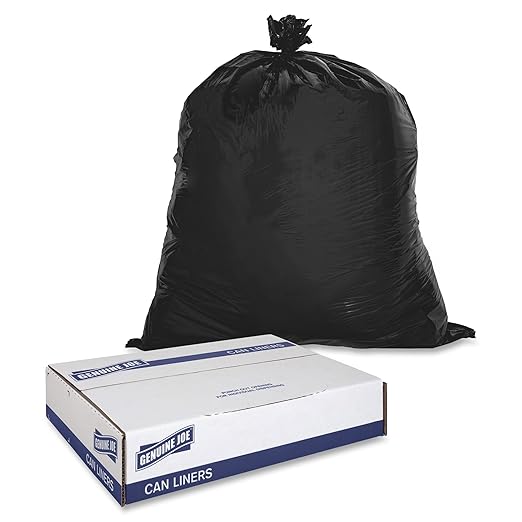 Genuine Joe Linear Low Density Can Liners 33 gal Capacity 33 Width x 39 Length x 0.65 mil (17 Micron) Thickness Black 250 Count