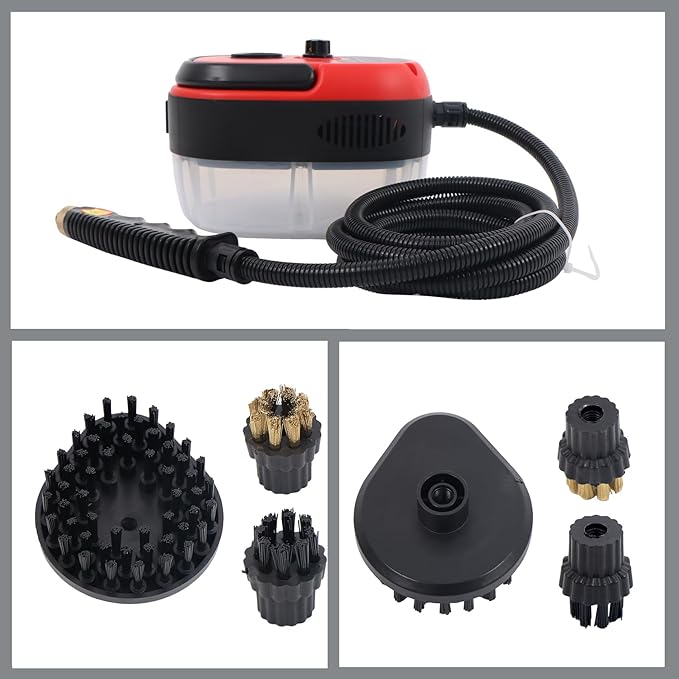 2500W 1000ml 110V Red Small Portable High-temperature and High-pressure Steam Cleaner with Brushs for Kitchens Toilets and Car Interiors