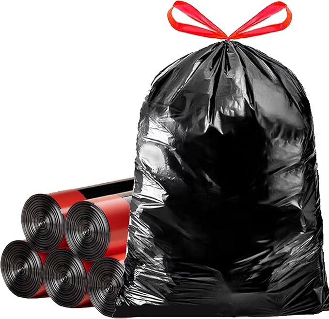 Thick Heavy Duty Plastic 20-30 Gallon Drawstring Trash BagsFit 212328 Gal trash can for tall kitchen Home Office outdoor courtyard 31x35 Inches (21 Gallon Drawstring Trash Bags)