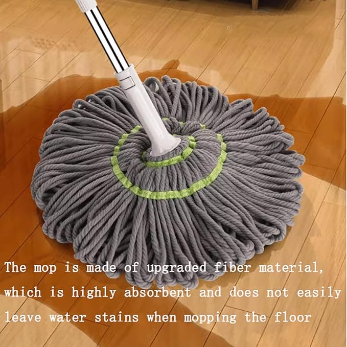 mop Self-Wringing Twist Mop for Floor Cleaning Long Handled Strong Absorbent Cotton Floor Mop Safe on All Floor Types Large Mop Head mops