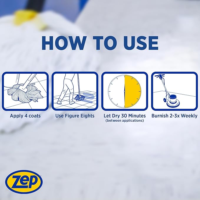 Zep Wet Look Floor Polish - 1 Gallon (Case of 2) ECZUWLFF1282 - Long Lasting Glossy Finishing Polish Scuff &amp Slip Resistant for Vinyl (VCT) Sealed Concrete Rubber and No-Wax Tile Floors