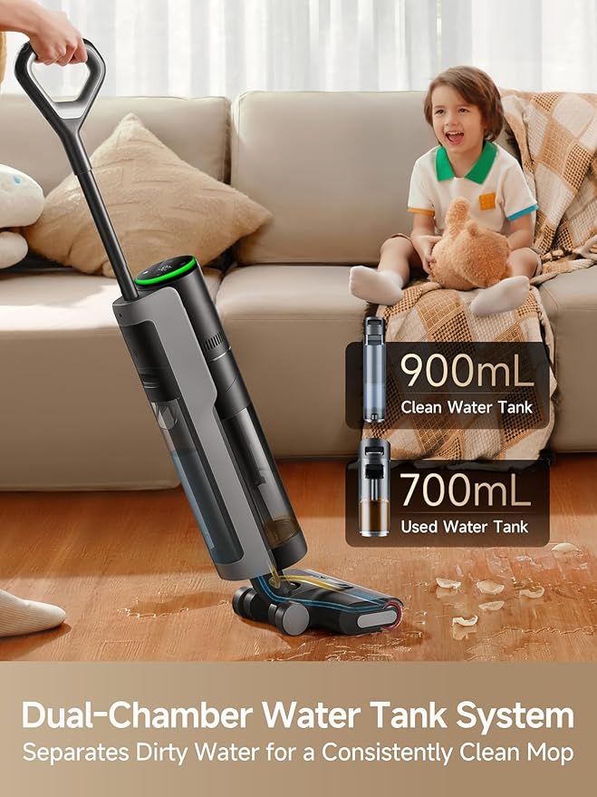 DREAME H12 PRO Vacuum Mop Wet Dry Vacuum Cleaner for Hard Floor Vacuum and Mop at The Same Time for Wet &amp Dry Messes Auto Self-Cleaning Edge to Edge Cleaning with Hot Air Drying