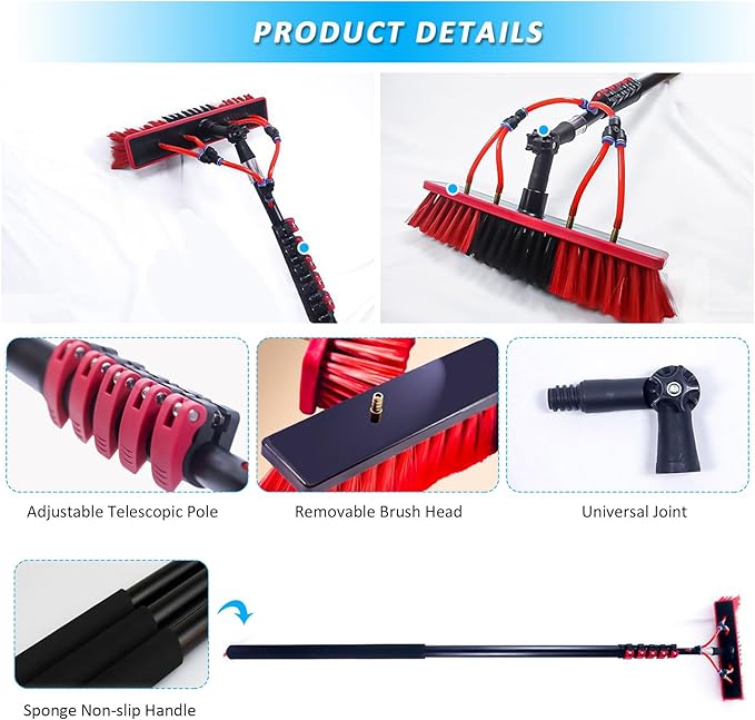 Telescopic Window CleanerWater Fed Window Cleaning PoleSolar Panel Kit Window Cleaner Tool (6M(19.7Ft))