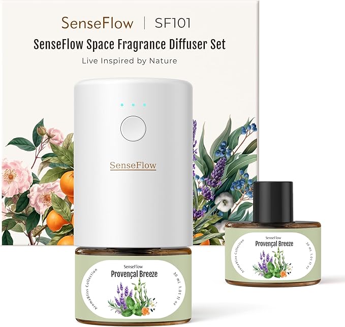 SF101 Pro Plug In Air Freshener Waterless Essential Oil Diffuser Non-Toxic Aroma Diffuser Adjustable 120-Day Natural Scent Mist Covers 1000 Sq Ft- Free 30ml Provençal Breeze