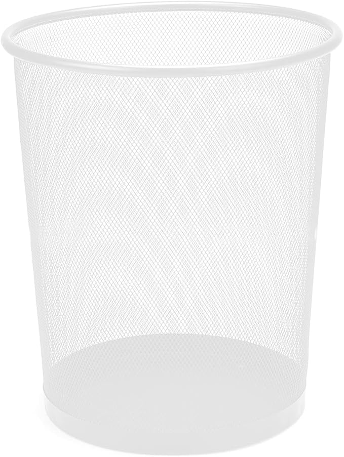 Mind Reader Mesh Trash Can 16.65L (4.4 gal) Waste Paper Basket Round Office Metal Mesh White