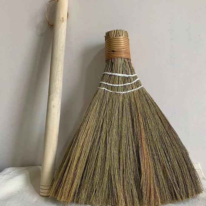 TIDTALEO 2Pcs Soft Brooms with Removable Long Handles Small Woven Indoor Kitchen and Home Cleaning Brooms for Dust Removal and Floor Sweeping