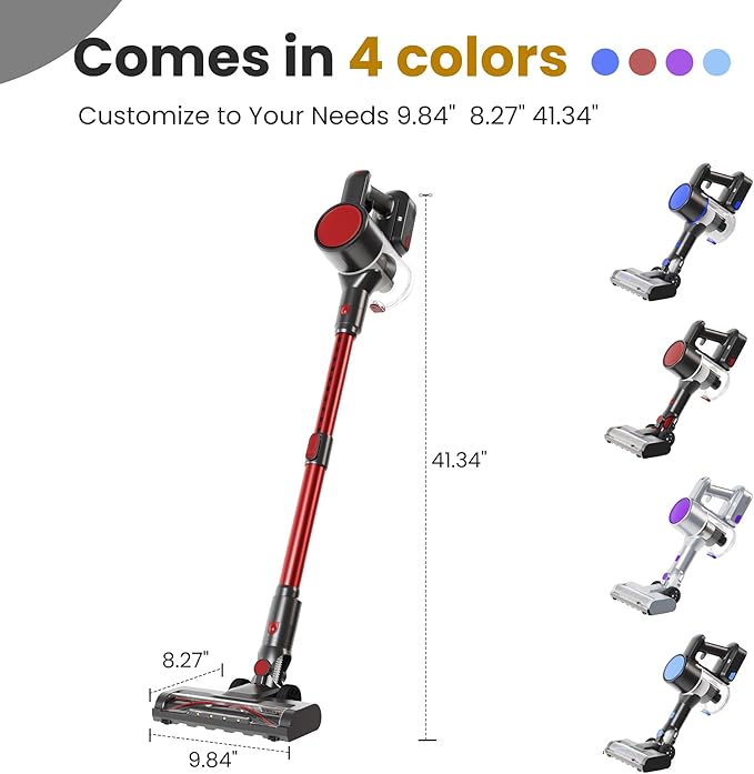 NEWBULIG Cordless Vacuum Cleaner Powerful Stick Vacuum with Flexible Steering &amp Extendable Pole3 Brush Heads 35Mins Runtime Lightweight Wireless for Hardwood Floors &amp Carpet Pet Hair Wal