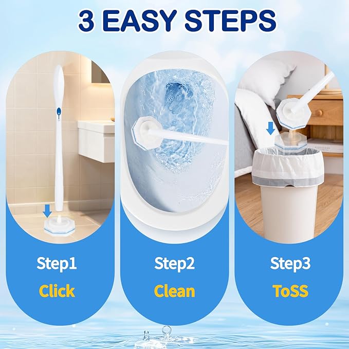 60 Count Disposable Toilet Wand Refills for Toilet Wand 5X Cleaning Power Scrubber Refill Bathroom Cleaning Supplies No Falling Apart Fresh Fragrance