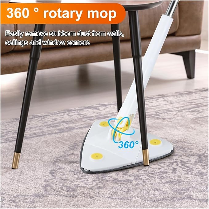 Telescopic Triangle Mop 360° Rotatable Cleaning Foldable Self Water Squeezing Wall Wet and Dry Use Home Tools