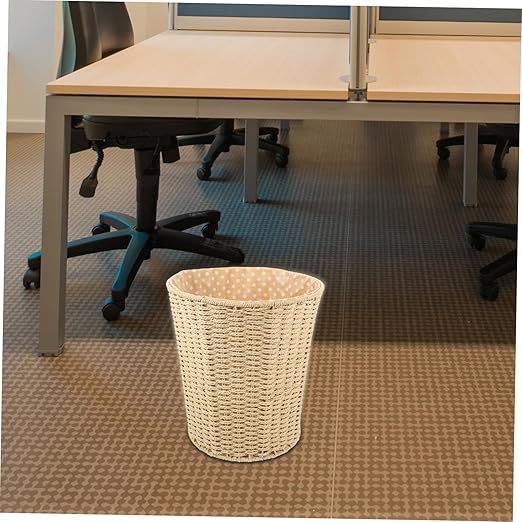 Cabilock Versatile Rattan Trash Can Handles Creative Woven Wastebasket for Kitchen Living Room Bedroom Storage Stylish and Functional Home Organizer Random Style