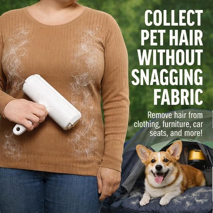 Reusable Pet Hair Remover Roller – Heavy Duty Manual Lint Roller for Dog &amp Cat Hair – Furniture Couch Carpet Rugs &amp Car Seats – Durable ABS Portable &amp Eco-Friendly
