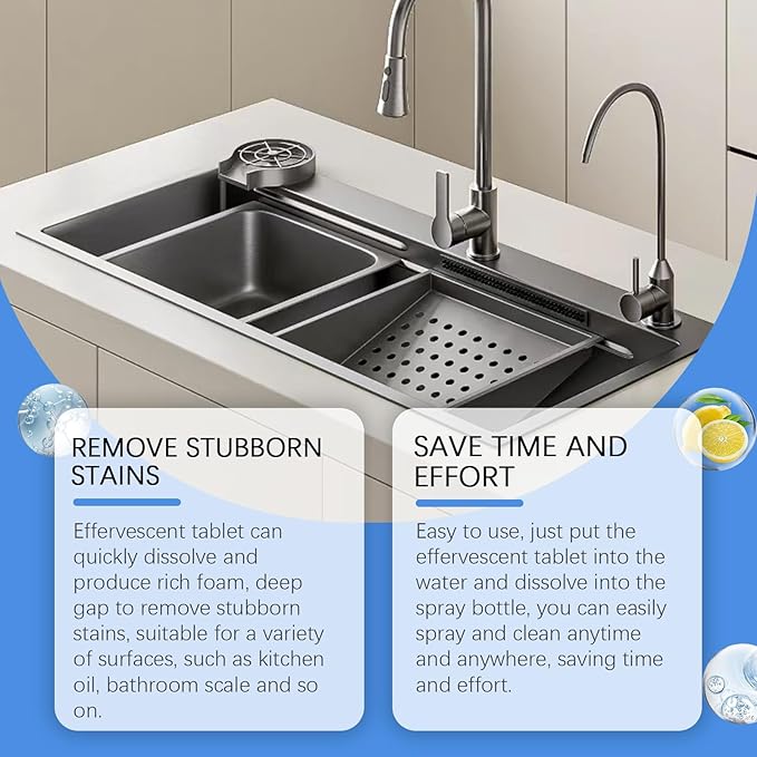 Multi-Purpose Cleaning Tablets Gentle Stain &amp Grease Remover For Kitchen Bathroom Easy To Use Dissolvable Foaming Tablets For Home Cleaning(3PCS)