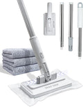 Mini Mop - Instant Touch-Free Cloth Change 39' Convenient Cloth Changing Mini Mop with Locking Head Lazy Zero Touch Mini Mops Wet and Dry for Kitchen House (10.2 * 48.4in 3 Cloths)