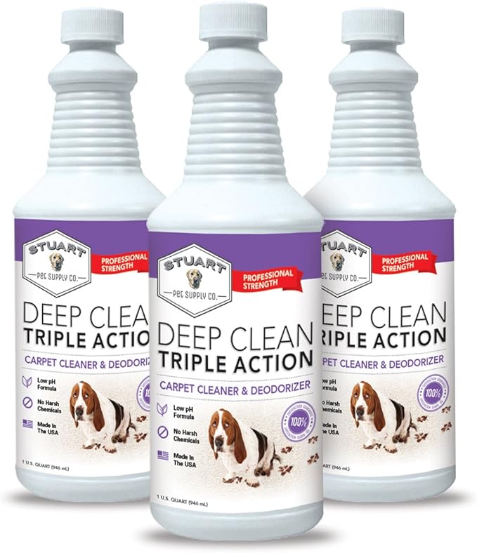 Professional Strength Deep Clean (Gal.) 3X Carpet Cleaner Solution &amp Deodorizer Concentrated Encapsulating Carpet Shampoo Pet Odor &amp Dirty Carpet Cleaning Solution 128 fl oz.