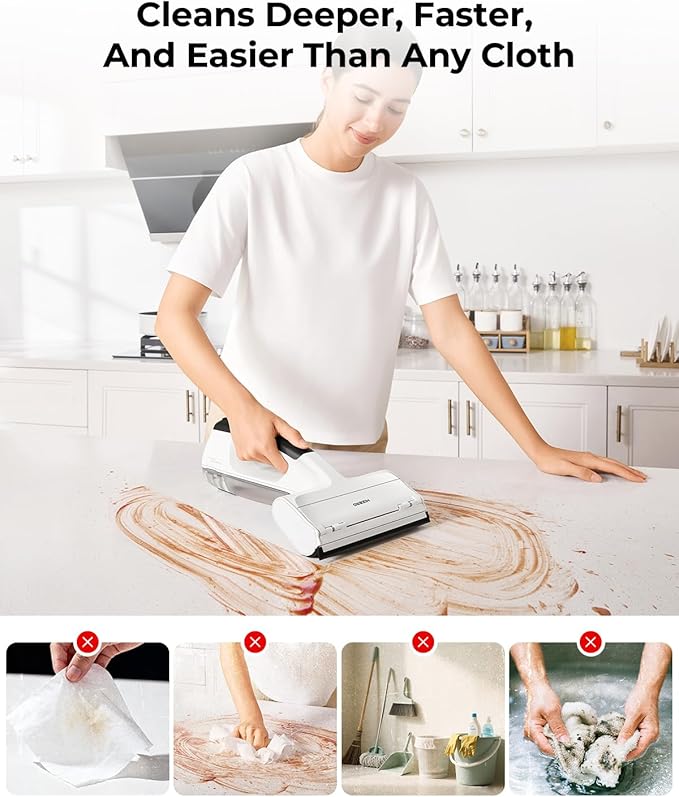 Hizero Handheld Multi-Surface Cleaner for Tables Desks CountertopsGlass and Mirrors – Cordless Hard Surface Cleaning Tool That Leaves Surfaces Streak-Free and Dry No Rags Needed(H100)