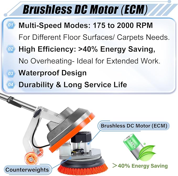 Commercial Floor Scrubber Machine Heavy Duty Orbital Floor Cleaner Multi-Functional Floor Buffer Polisher Machine- Deep Cleaning Tile and Grout Hardwood Floors and Carpets with Ease Orb-5
