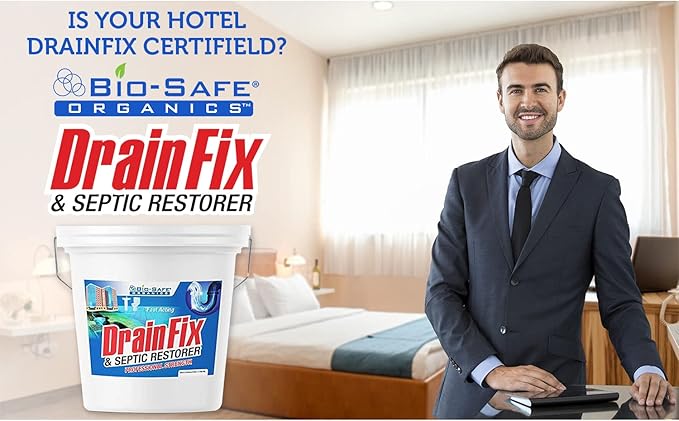 DrainFix &amp Septic Restorer - 5 Gal Professional Strength Formula - Patented Septic Tank Treatment Grease Trap Cleaner Commercial Residential Hotel &amp Restaurant - Exxon Valdez Tech - 2 Pack