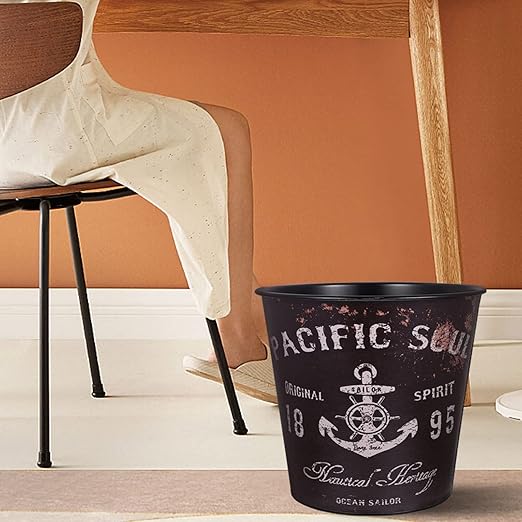 Alipis Home Trash Bin Large Capacity Iron Waste Basket Decorative Waste Paper Bucket for Living Room