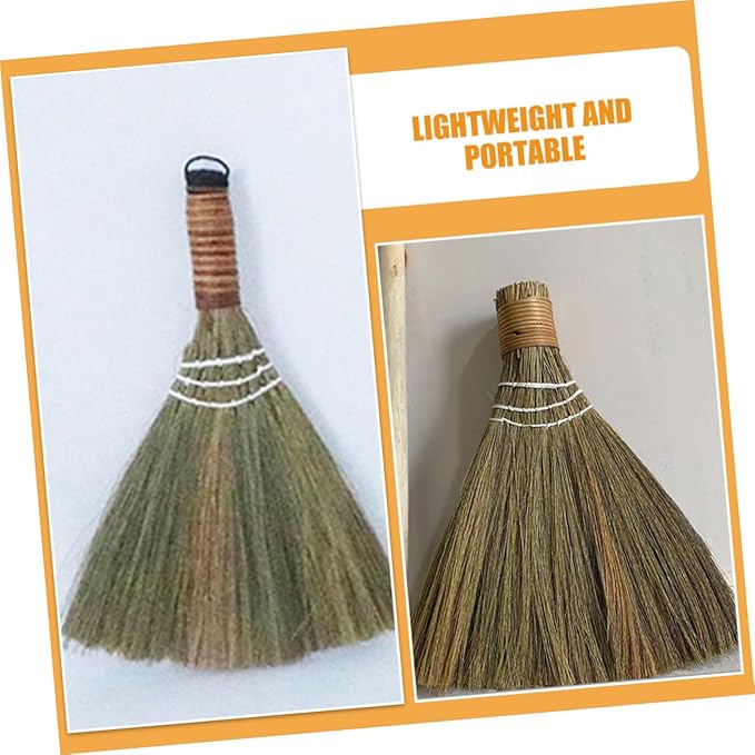 GLEAVI 2pcs Dust Brush Broom and Cleaning Brooms for Desktop and Household Use Handmade Tabletop Sweeper Natural Material Detachable Design for Easy Storage