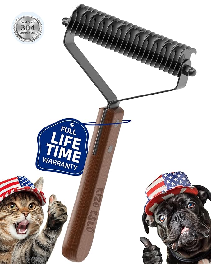Extra Large 2-Sided Undercoat Rake for Dogs &amp Cats Dog Brush for Shedding Remove Mats Dematting Comb Safe&ampGentle Grooming Brush for German Shepherds Medium to Long-Haired Pets Wooden Handl