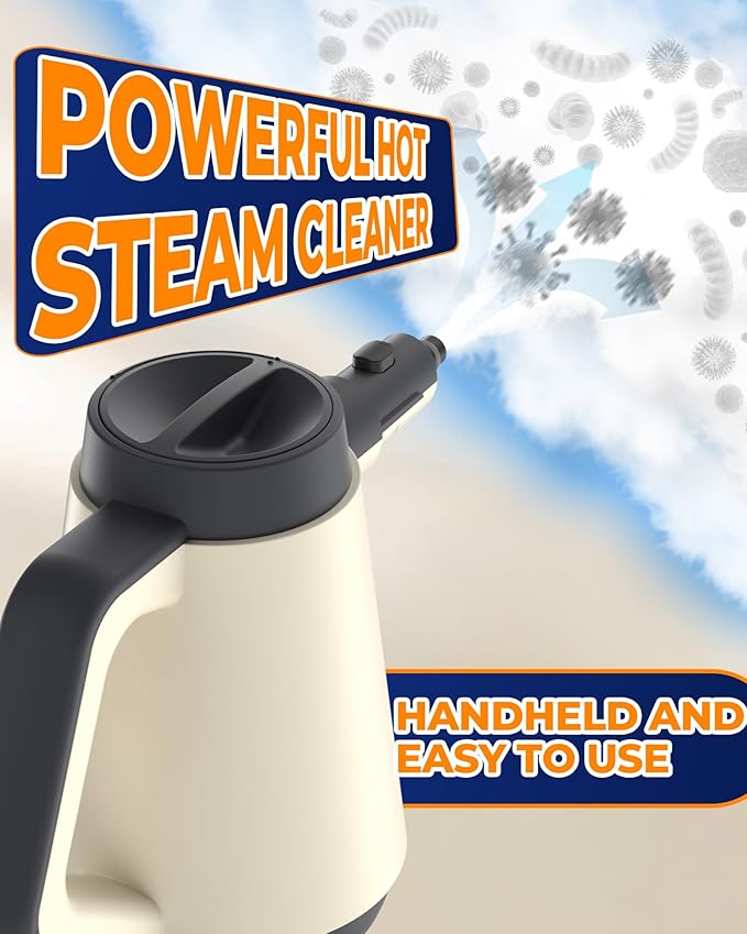Handheld Steam Cleaner for cleaning 1500W 15s Fast-Heat Lockable Steam Trigger &amp Accessories No Cooling Add Water Anytime Multi-Steam Cleaner for Home Car Bathroom Kitchen Upholstery Gro