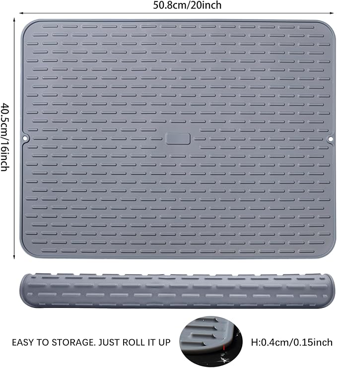 To encounter Silicone Dish Drying Mat - Extral Large 20 x 16 - Set of 2 Flexible Rubber Drying Mat Heat Resistant Silicone Trivet Countertop Mat Dish Draining Mat Sink Mat