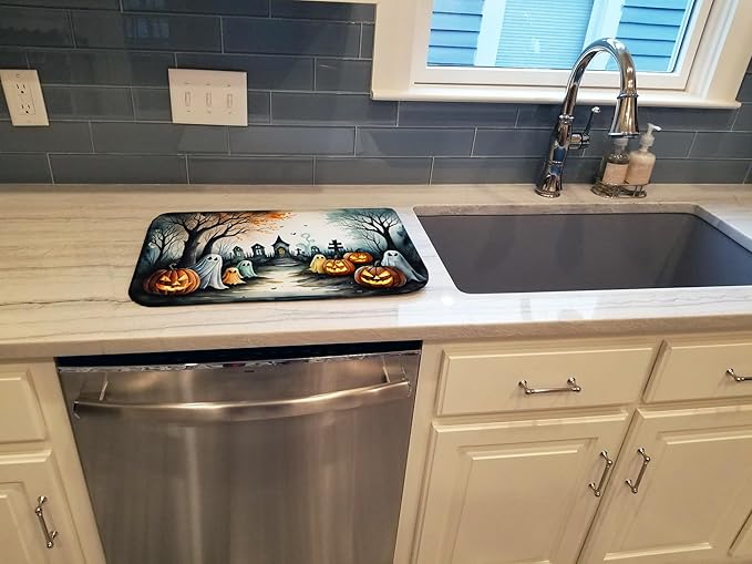 Caroline's Treasures DAC2245DDM Ghosts Spooky Halloween Dish Drying Mat Absorbent Dish Drying Mat Pad for Kitchen Counter Dish Drainer Mat for Countertop 14 x 21 Multicolor