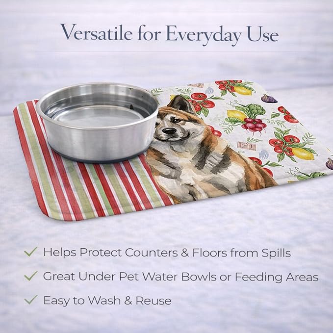 Caroline's Treasures Brindle Akita Vegetables Dish Drying Mat Absorbent Dish Drying Mat Pad for Kitchen Counter Dish Drainer Mat for Countertop 14 x 21 Multicolor