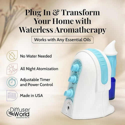 1000 Sq Ft Waterless Diffuser for Essential Oils Made in USA Blue Waterless Aroma Atomizer for Large Room Fragrance Air Diffuser for Home Scent Machine Air Aromatherapy Oil Diffusers