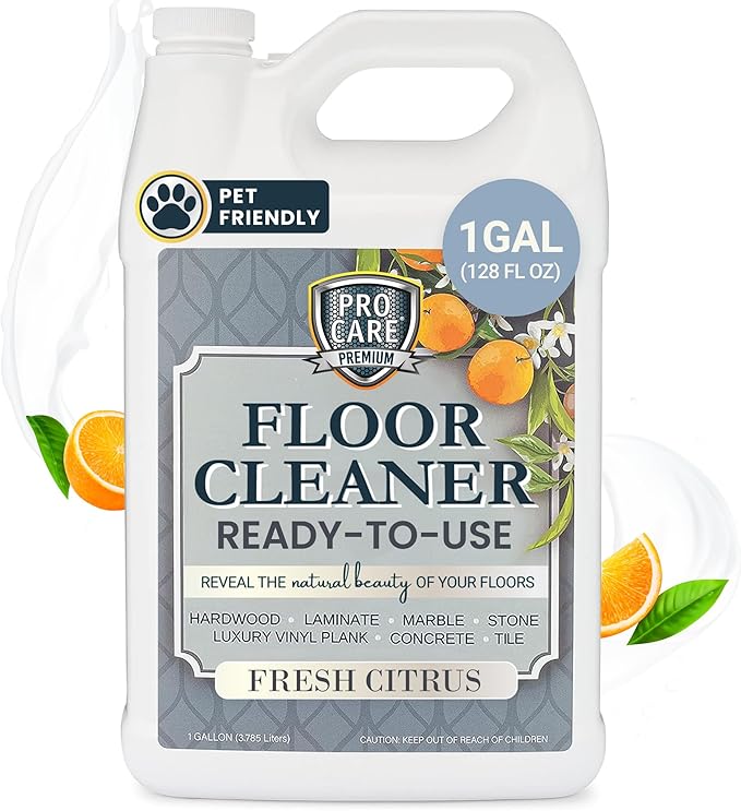ProCare Floor Cleaner (Made in USA) | Tile Stone Laminate Vinyl &amp Natural Wood Floor Cleaner for Mopping Household Supplies Cleaning Solution with Citrus Aroma - 1 Gal (128 Fl Oz)