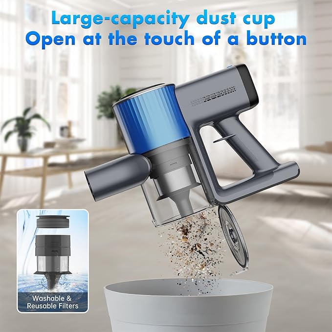 ECOHOME Cordless Vacuum Cleaner Anti-Tangle &amp Wall Mount Charging30Kpa/50Min Vacuum Cleaners for HomeStick Vacuum with LED Display8 in 1 Lightweight Vacuum for Hard Floors Carpet Pet Hair