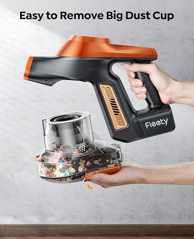 Fieety Cordless Vacuum Cleaner 550W 45KPA 60Mins Powerful Vacuum Cleaners for Home 1.6L Dust Cup LED Display Anti-Tangle Self-Standing Stick Vacuum for Carpet/Hardwood Floor/Pet Hair/Car