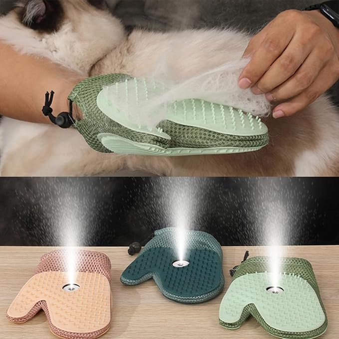 Pet Hair Remover Gloves 2 in 1 Cat Glove Compatible for Grooming Floating Brush with Novelty SprayMassaging Shedding(7)