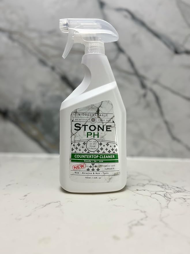 Countertop Cleaner Spray - Daily Granite Cleaner Spray - Stone Cleaner- Ph Neutral Formula For Kitchen &amp Home Cleaning Surfaces Marble Quartz Lemon (25 Fl. Oz)
