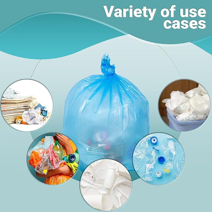 APQ Blue Heavy Duty Trash Bags 40 x 48 Inches. Pack of 200 Polyethylene Office Trash Can Liners 18 Micron Thick. Durable Recyclable 80 Gallon Plastic Garbage Bags for Offices Schools and Kitchen