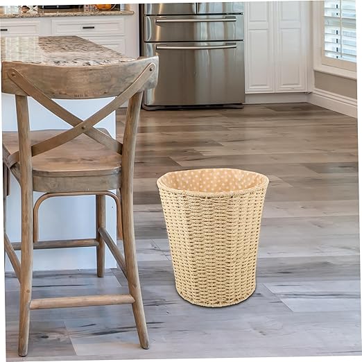 Cabilock Versatile Rattan Trash Can Handles Creative Woven Wastebasket for Kitchen Living Room Bedroom Storage Stylish and Functional Home Organizer Random Style