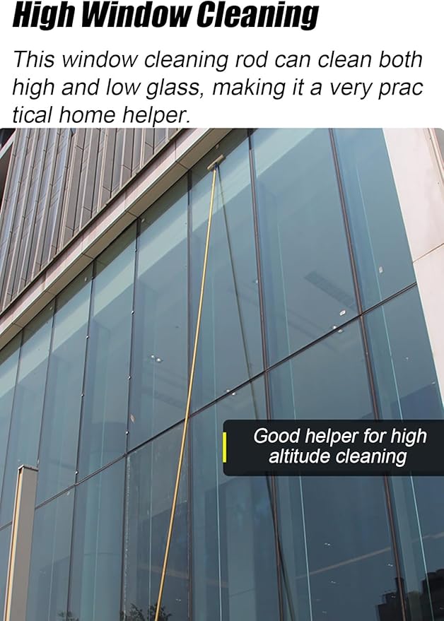 30 34 40 FT High Window Cleaning Rods Aluminum Alloy Glass Cleaner Tool/Dust Scraper Poles for Apartment Lobby Shopping Malls Extendable Windows Washing Kit with Scraper &amp