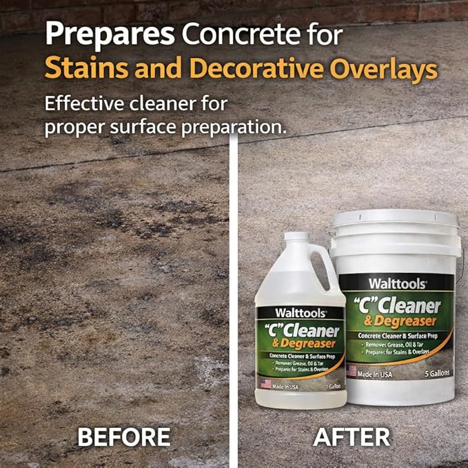 “C” Cleaner &amp Degreaser – Citrus-based concrete cleaner that removes grease oil tar &amp rubber marks. Eco-friendly non-toxic degreaser for floors and overlays.