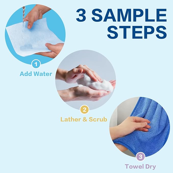 8 Pack Disposable Rinse Free Bath Sponges No Rinse Bathing Wipes for Adults Soap Infused Dry Shower Wipes for Elderly Bedridden Camping Post Surgery(200PCS)