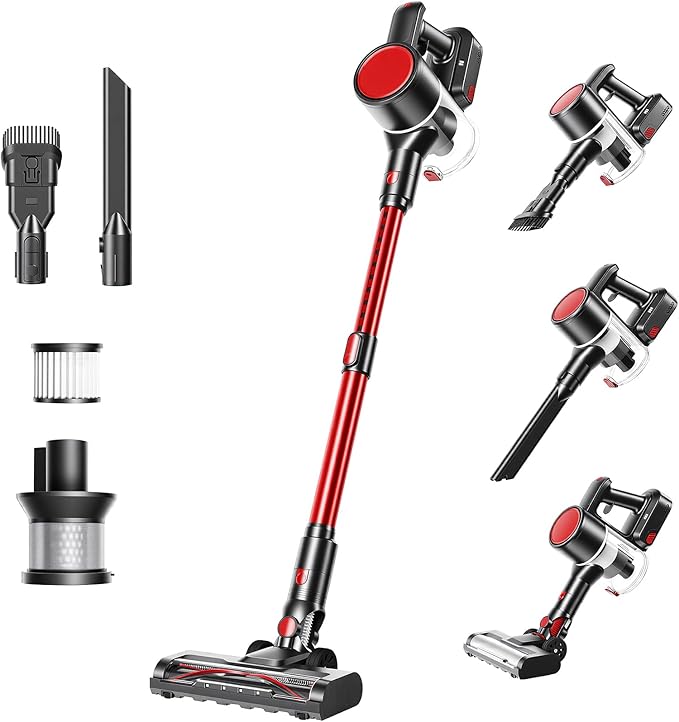 DUMOS Cordless Vacuum Cleaner Lightweight Stick Vacuum Cleaners for Home Powerful Suction &amp LED Lights Rechargeable Battery for Carpets Pet Hair Hardwood Floors