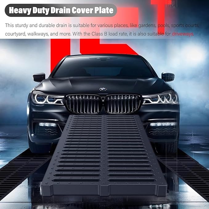 Drainage Channel Grating Cover for Outdoor Trench Floor Gutters Rectangular Drainage Grate for Garage Farm Car Parks Storm Drain Channel (50x25x2cm)