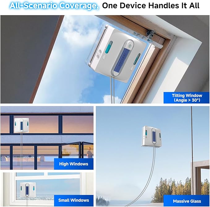 Window Cleaning Robot9000Pa Sauction &amp 75N Cleaning Force with 4 Water Spray Support 5 Cleaning Modes &amp Remote ControlWindow Cleaner Robot for Wet Cleaning Frame &amp Frameless Windows &amp