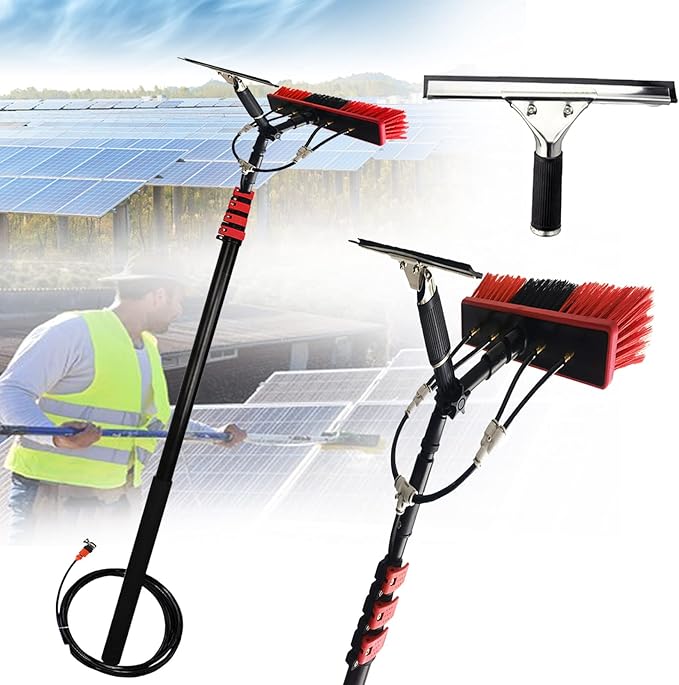 Cleaning Brush Window Cleaning PoleWater Fed Telescopic BrushExtendable Cleaner Conservatory RoofAngle Adjustable Band Scraper Window Cleaning Photovoltaic Panel Cleaning Brushing6M/20Ft