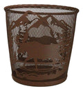 Ebros Rustic Moose Deer Roaming Pine Trees Forest by The Mountains Rust Finish Metal Wire Waste Basket Bin 13 Wide Bear Home and Bathroom Accent Western Country Cabin Lodge Decorative Trash Can