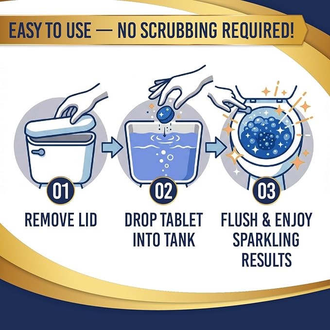 Once Every Month Premium Toilet Tank Cleaning Tablets 300 Flush Count(50 Tablets)Long Lasting Automatic Cleaner Spearmint Scent