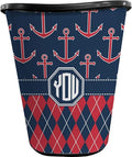 Personalized Anchors &amp Argyle Waste Basket - Double Sided (Black)