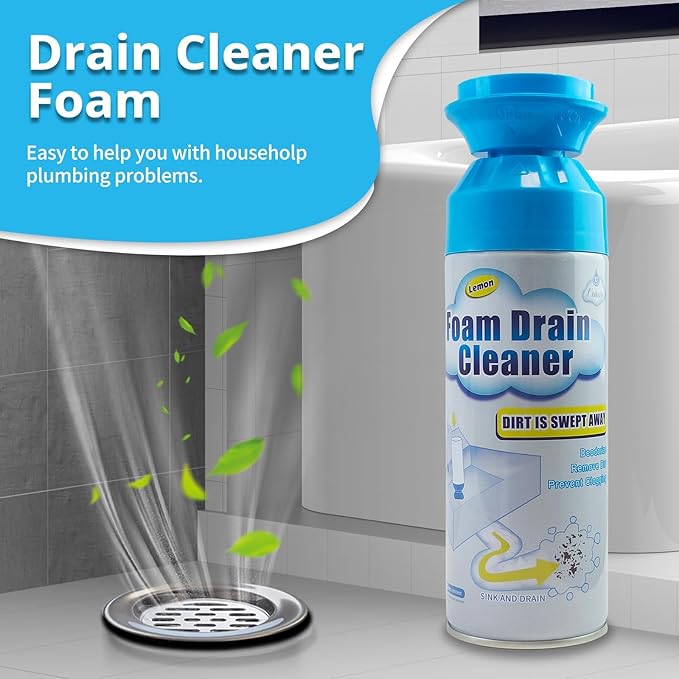 Drain Cleaner Foaming Drain Cleaner and Deodorizer Sink Cleaning Foam Drains Clog Remover for Kitchen Bathroom Drains Sinks Tubs (2PCS)