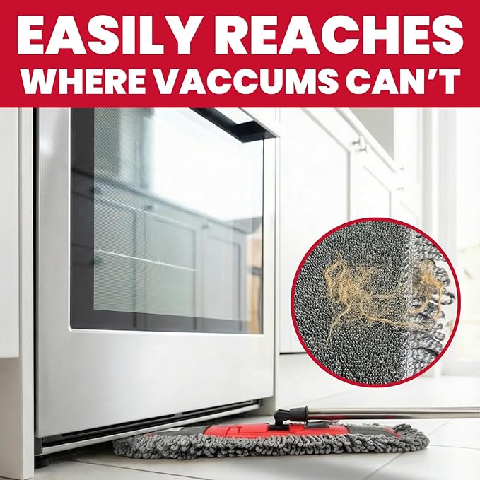 Dust Mop for Floor Cleaning with 4-in-1 Washable Pad System Wet &amp Dry Multi-Purpose Mop with Built-In Scraper and Extra-Long 62'' Stainless Steel Handle for HardwoodVinylLaminateTileMarble Fl