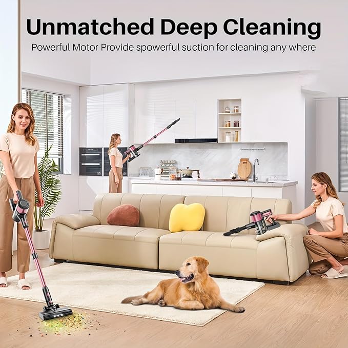 KIKETECH Cordless Vacuum Cleaner Stick Vacuum Cleaners for Home 45kpa Lightweight Vacuum for Pet Hair/Carpet/FloorN506