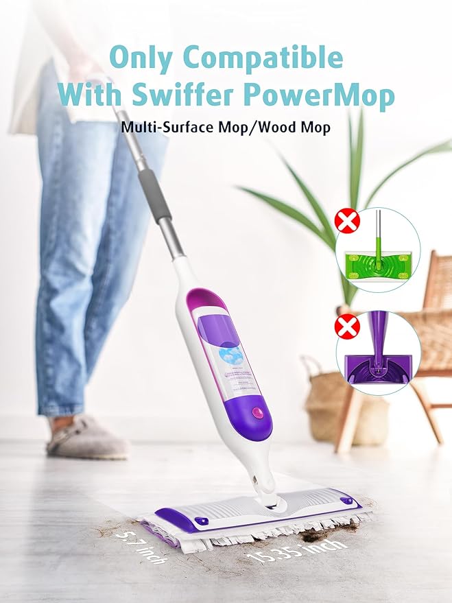 AIR U+ 36 Pack Disposable Power Mop Pads Refills for Swiffer Power Mop Unscented 14-Layer Thickened Multi-Surface Replacement Mopping Refills Pads for Floor Surface Cleaning